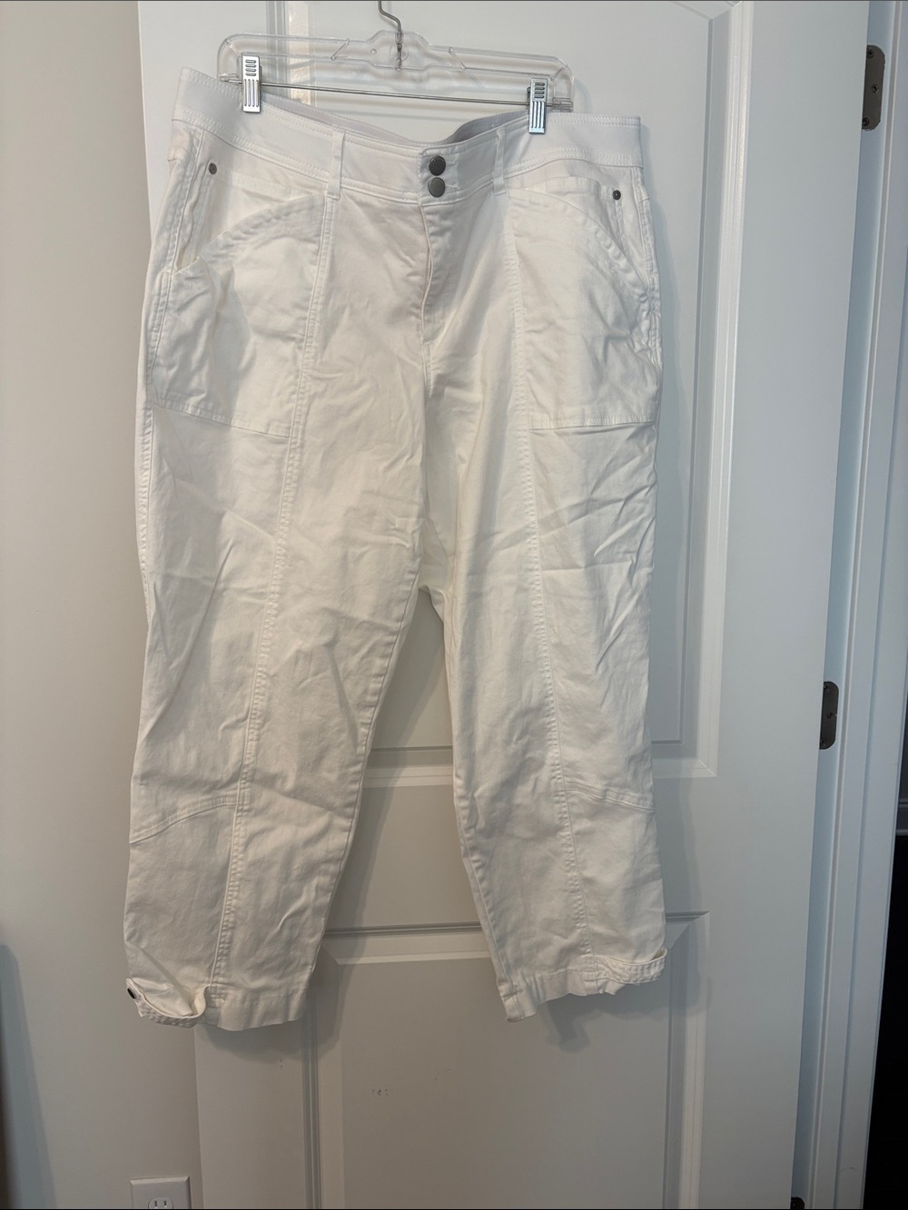 Democracy White Cropped Cargo Jeans - Ankle Length